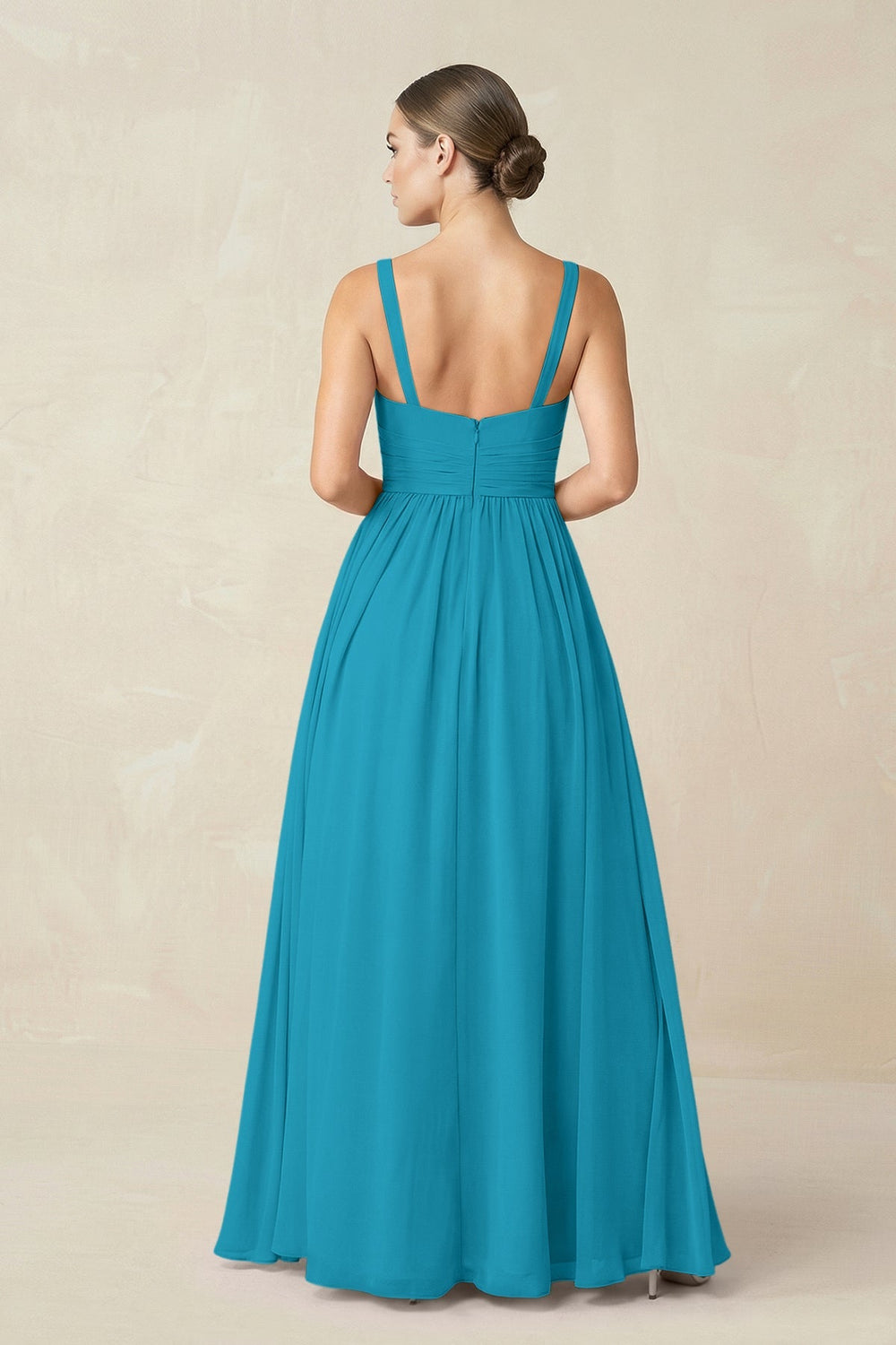 Sweetheart A - Line Chiffon Bridesmaid Dress with Slit in Blue Jay - KISS BRIDAL Bridesmaid Dresses