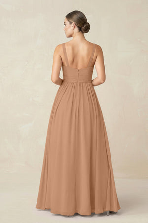 Sweetheart A - Line Chiffon Bridesmaid Dress with Slit in Bronzer - SHE IS ME Bridesmaid Dresses