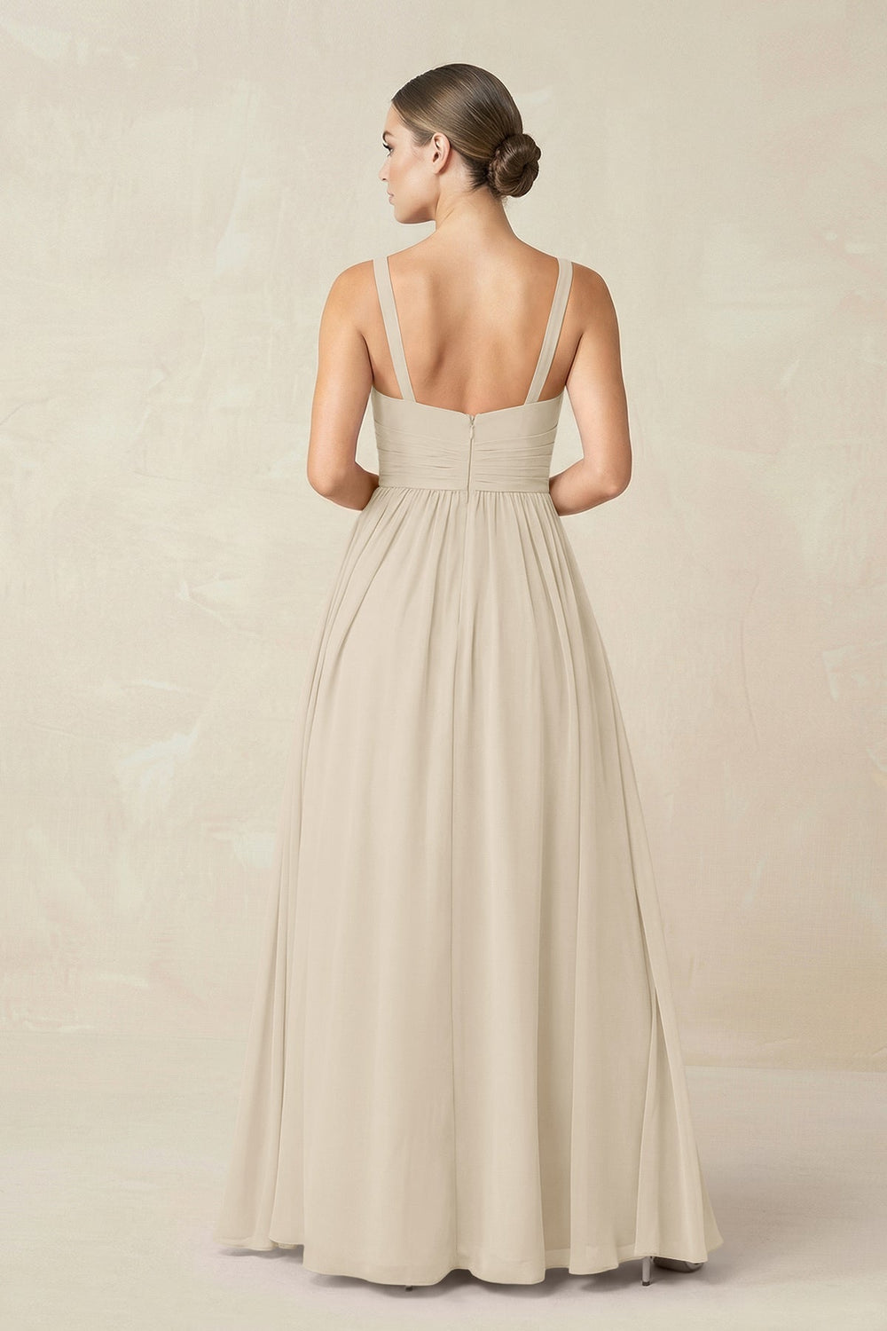 Sweetheart A - Line Chiffon Bridesmaid Dress with Slit in Champagne - KISS BRIDAL Bridesmaid Dresses