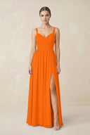 Sweetheart A - Line Chiffon Bridesmaid Dress with Slit in Cinnamon - SHE IS ME Bridesmaid Dresses