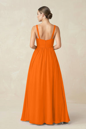 Sweetheart A - Line Chiffon Bridesmaid Dress with Slit in Cinnamon - SHE IS ME Bridesmaid Dresses