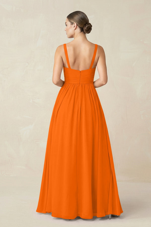 Sweetheart A - Line Chiffon Bridesmaid Dress with Slit in Cinnamon - SHE IS ME Bridesmaid Dresses