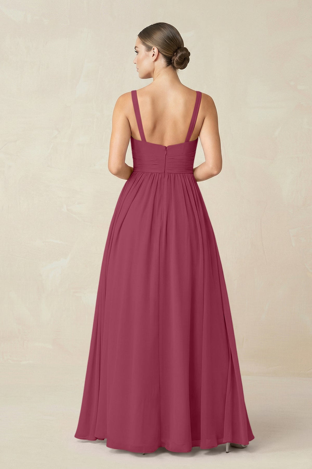 Sweetheart A - Line Chiffon Bridesmaid Dress with Slit in Desert Rose - KISS BRIDAL Bridesmaid Dresses