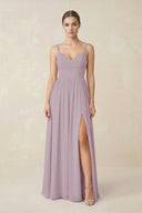 Sweetheart A - Line Chiffon Bridesmaid Dress with Slit in Dusk - SHE IS ME Bridesmaid Dresses