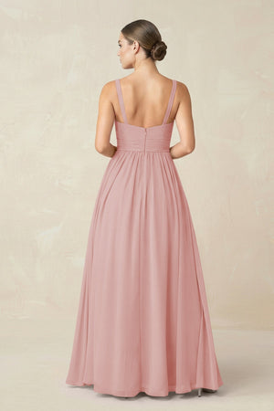 Sweetheart A - Line Chiffon Bridesmaid Dress with Slit in Dusty Rose - SHE IS ME Bridesmaid Dresses