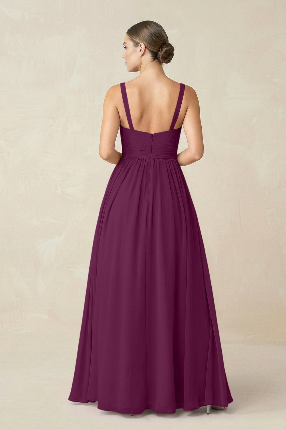 Sweetheart A - Line Chiffon Bridesmaid Dress with Slit in Fig - KISS BRIDAL Bridesmaid Dresses