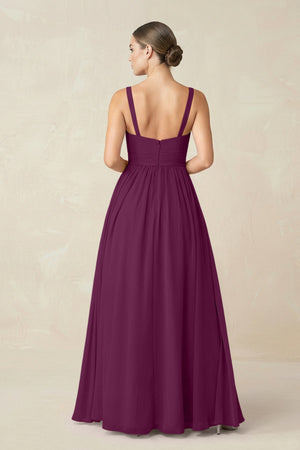 Sweetheart A - Line Chiffon Bridesmaid Dress with Slit in Fig - SHE IS ME Bridesmaid Dresses