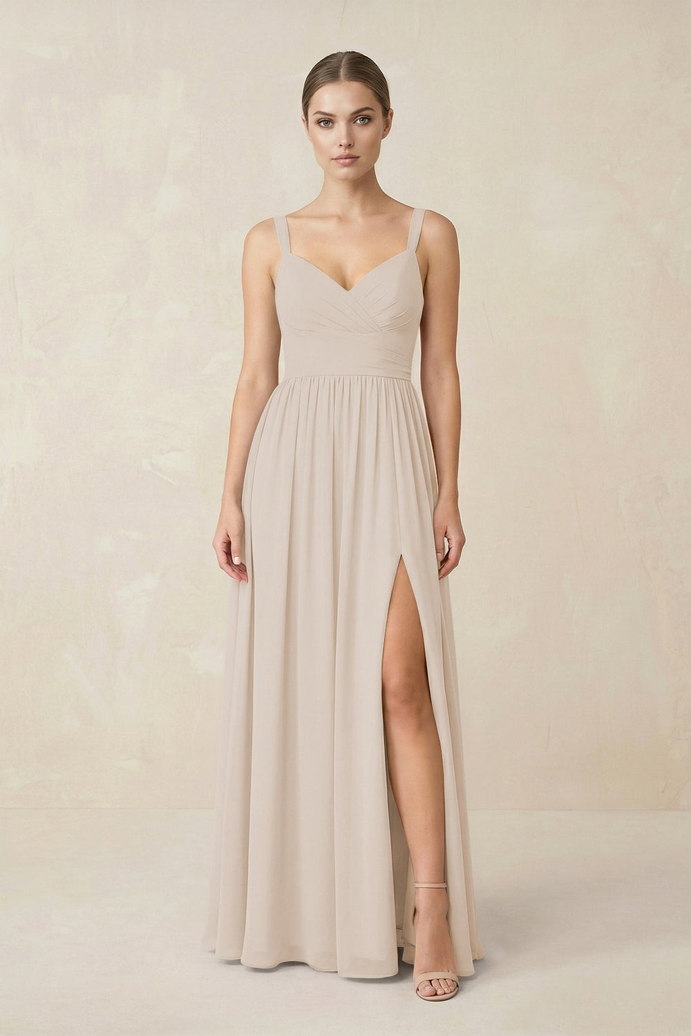 Sweetheart A - Line Chiffon Bridesmaid Dress with Slit in Frost - KISS BRIDAL Bridesmaid Dresses