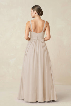 Sweetheart A - Line Chiffon Bridesmaid Dress with Slit in Frost - SHE IS ME Bridesmaid Dresses