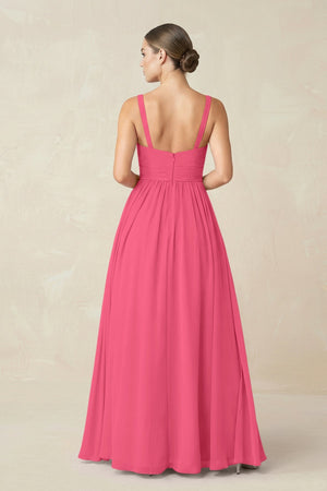 Sweetheart A - Line Chiffon Bridesmaid Dress with Slit in Fuchsia - SHE IS ME Bridesmaid Dresses