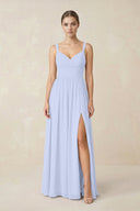Sweetheart A - Line Chiffon Bridesmaid Dress with Slit in Ice - SHE IS ME Bridesmaid Dresses
