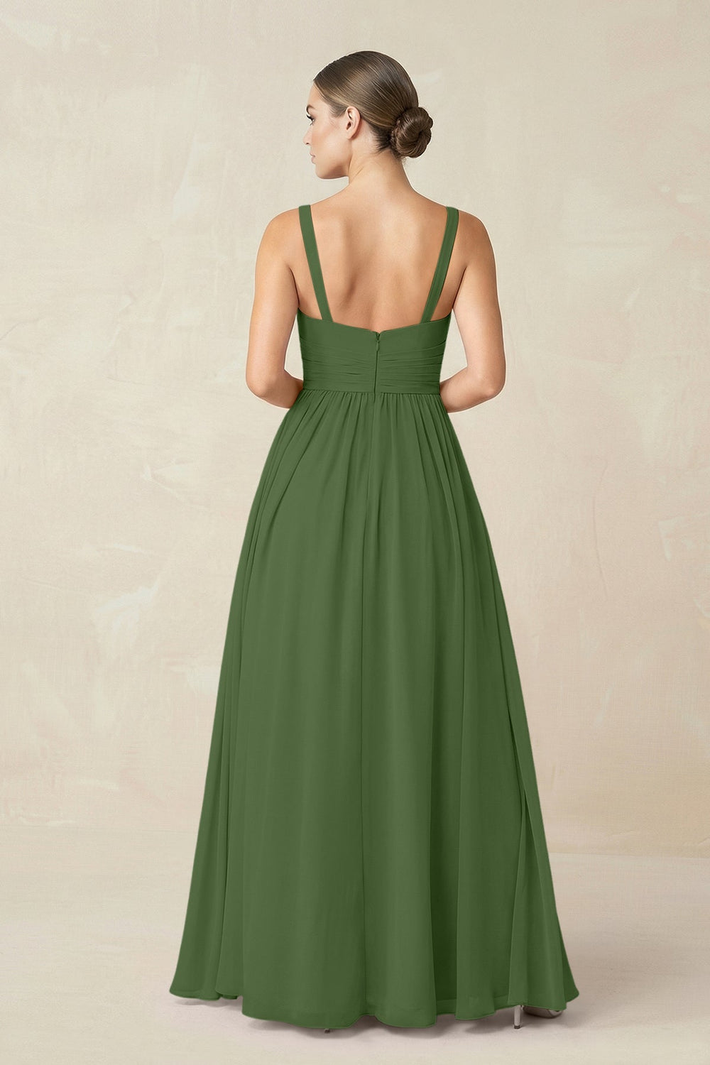 Sweetheart A - Line Chiffon Bridesmaid Dress with Slit in Moss - KISS BRIDAL Bridesmaid Dresses