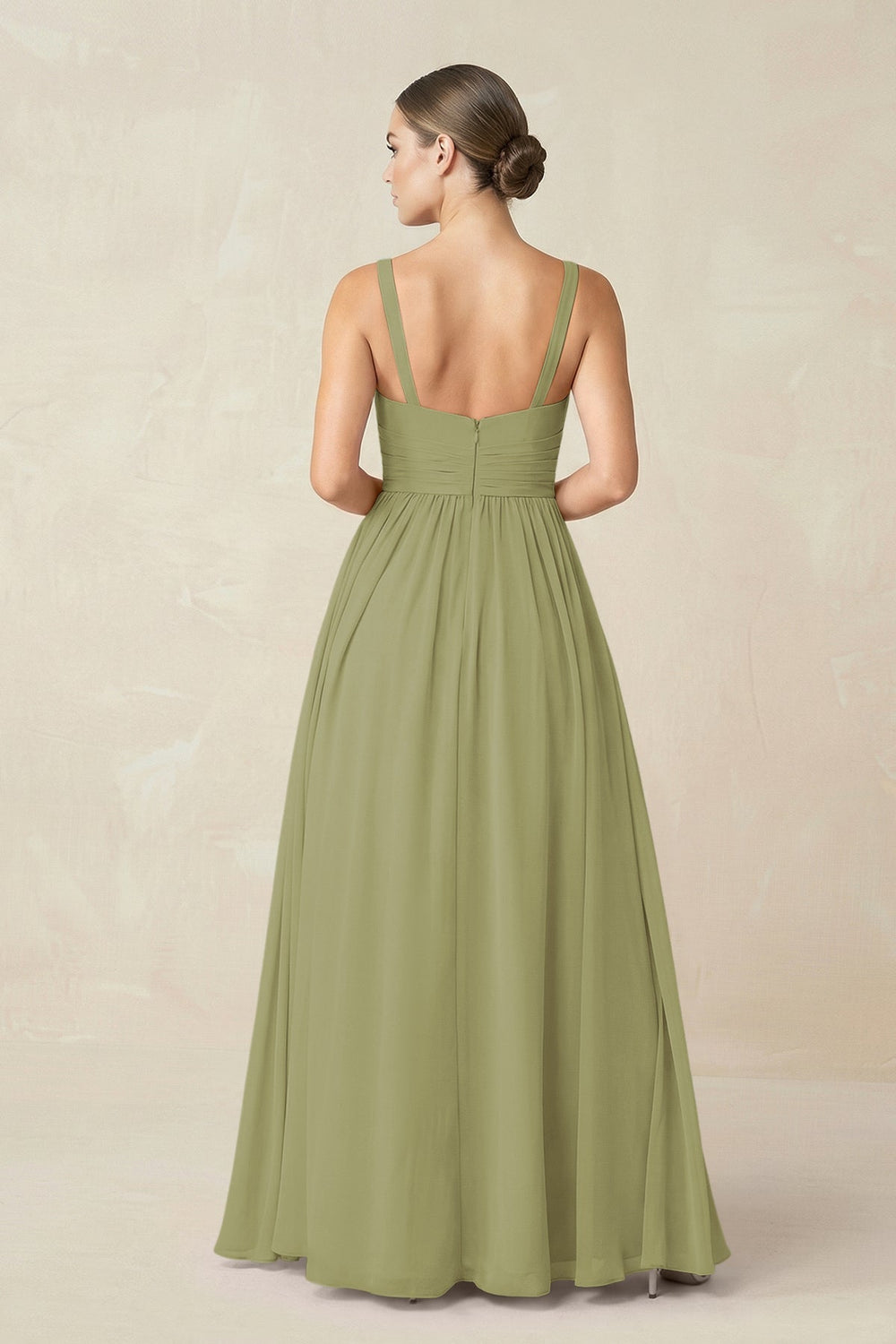 Sweetheart A - Line Chiffon Bridesmaid Dress with Slit in Moss Green - KISS BRIDAL Bridesmaid Dresses