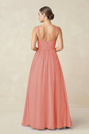 Sweetheart A - Line Chiffon Bridesmaid Dress with Slit in Mulberry - SHE IS ME Bridesmaid Dresses