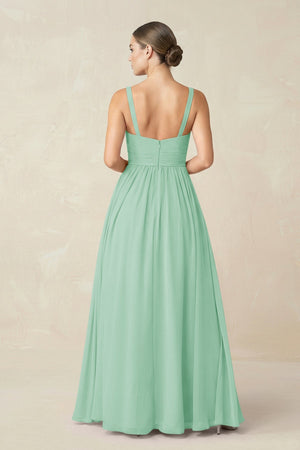Sweetheart A - Line Chiffon Bridesmaid Dress with Slit in Pale Pistachio - SHE IS ME Bridesmaid Dresses