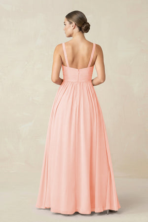 Sweetheart A - Line Chiffon Bridesmaid Dress with Slit in Rose Petal - SHE IS ME Bridesmaid Dresses