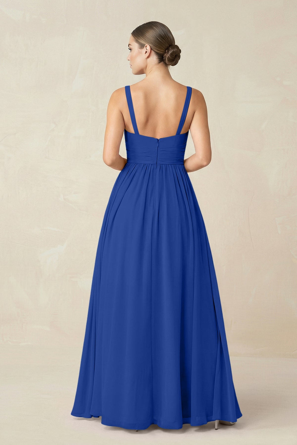 Sweetheart A - Line Chiffon Bridesmaid Dress with Slit in Royal Blue - KISS BRIDAL Bridesmaid Dresses