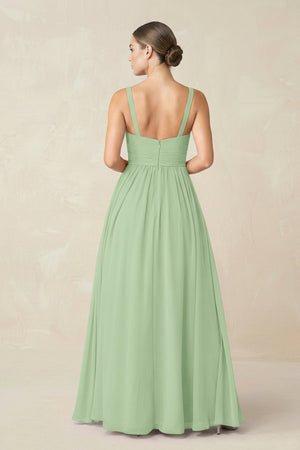 Sweetheart A - Line Chiffon Bridesmaid Dress with Slit in Sage - SHE IS ME Bridesmaid Dresses