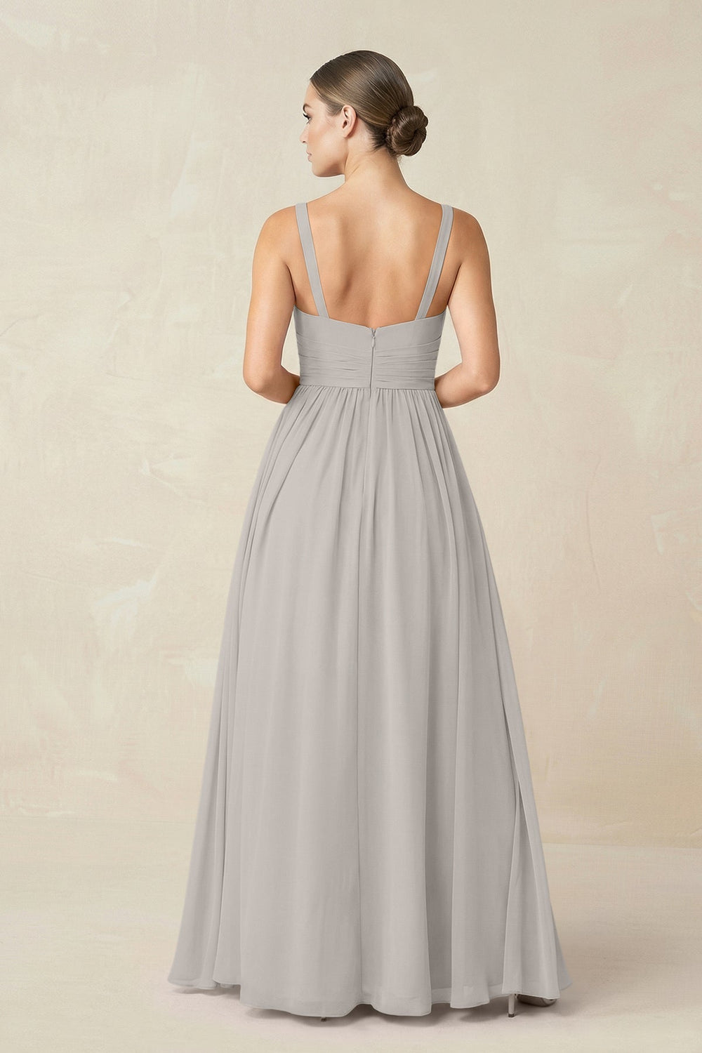 Sweetheart A - Line Chiffon Bridesmaid Dress with Slit in Silver - KISS BRIDAL Bridesmaid Dresses