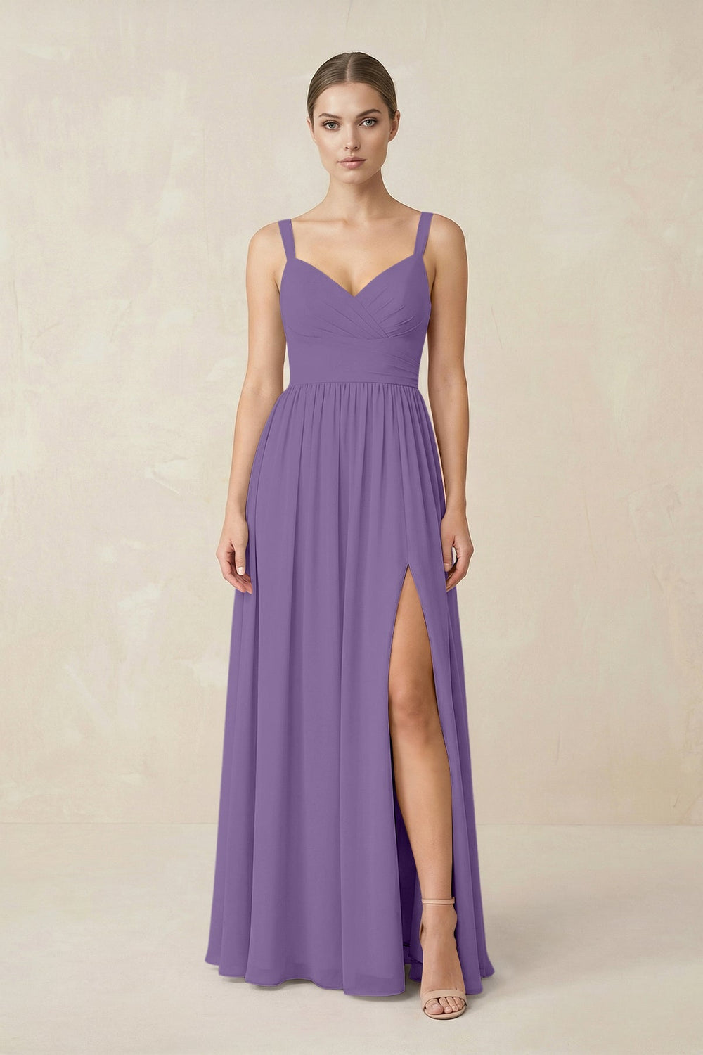Sweetheart A - Line Chiffon Bridesmaid Dress with Slit in Tahiti - KISS BRIDAL Bridesmaid Dresses
