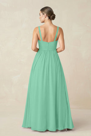 Sweetheart A - Line Chiffon Bridesmaid Dress with Slit in Turquoise - SHE IS ME Bridesmaid Dresses