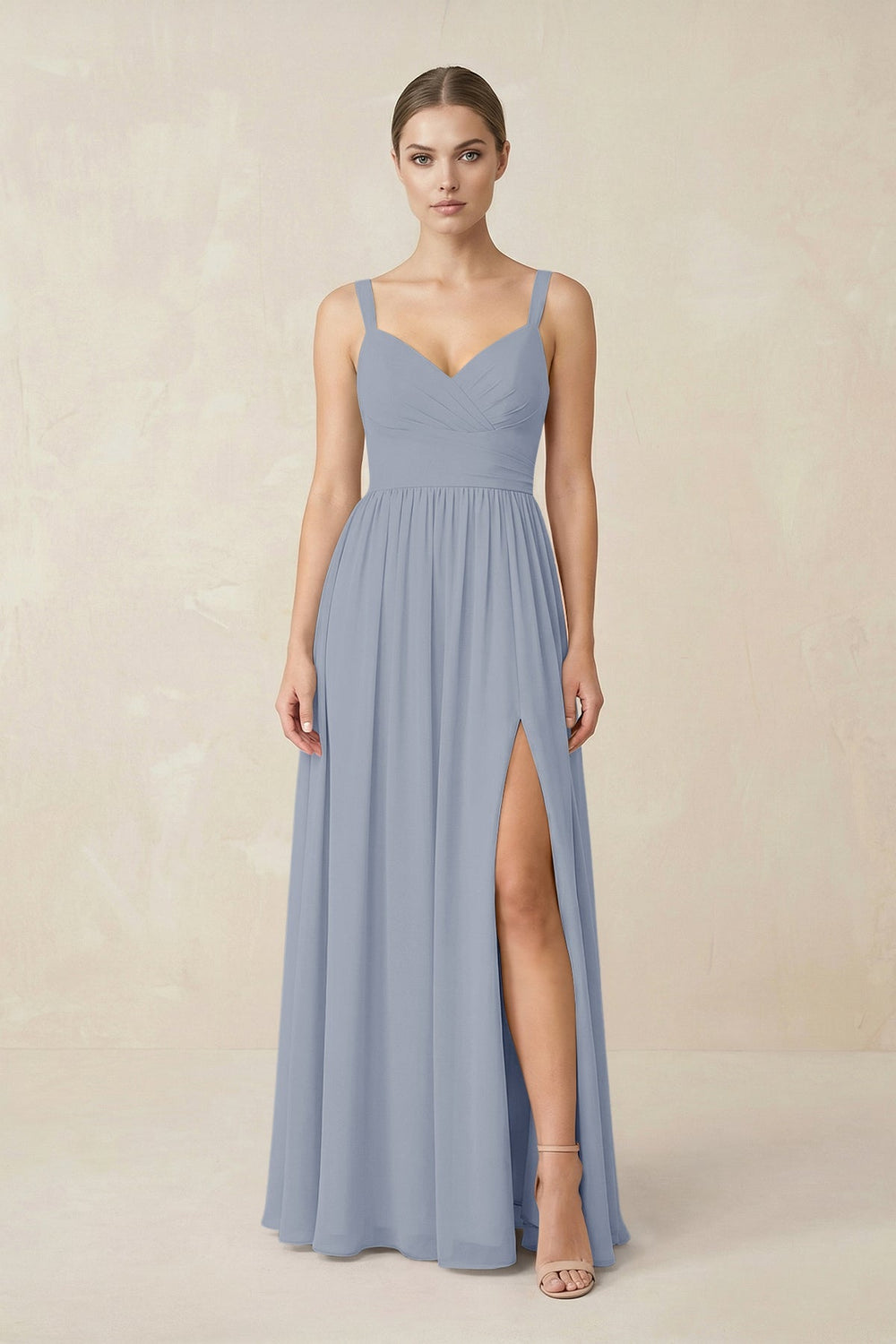 Sweetheart A - Line Chiffon Bridesmaid Dress with Slit in Twilight - KISS BRIDAL Bridesmaid Dresses