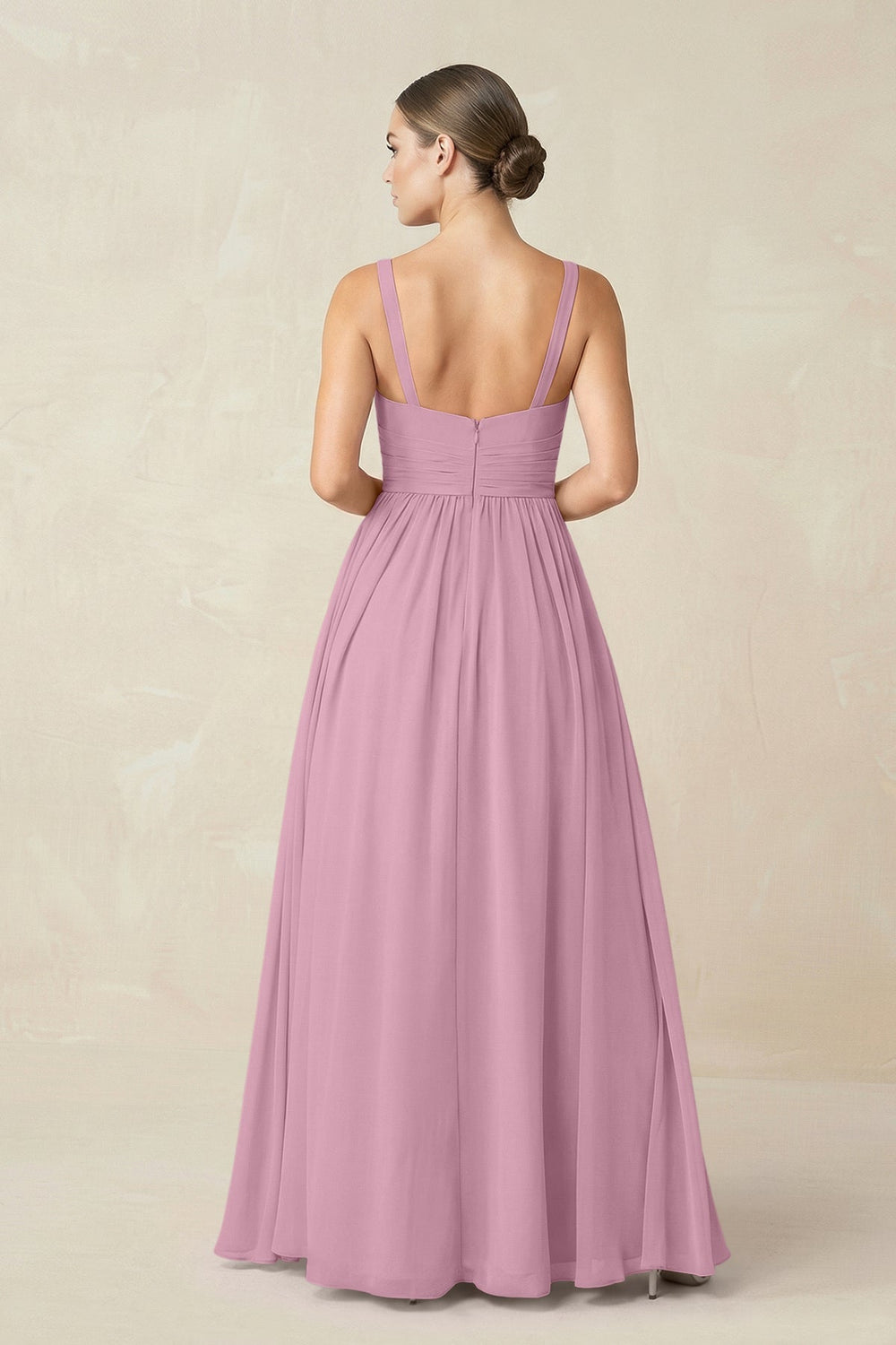 Sweetheart A - Line Chiffon Bridesmaid Dress with Slit in Vintage Mauve - KISS BRIDAL Bridesmaid Dresses