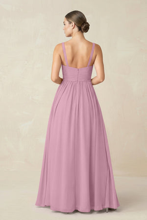 Sweetheart A - Line Chiffon Bridesmaid Dress with Slit in Vintage Mauve - SHE IS ME Bridesmaid Dresses