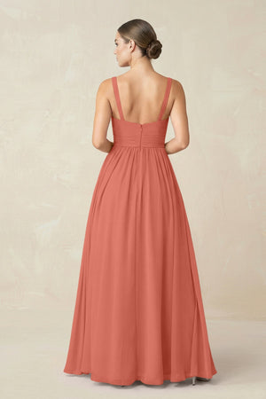 Sweetheart A - Line Chiffon Bridesmaid Dress with Slit in Wild Rose - SHE IS ME Bridesmaid Dresses