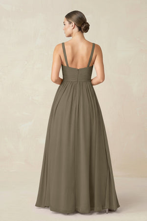Sweetheart A - Line Chiffon Bridesmaid Dress with Slit in Willow Green - SHE IS ME Bridesmaid Dresses