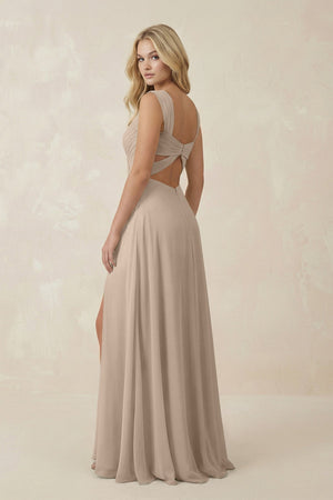 Sweetheart A - Line Chiffon Long Bridesmaid Dress in Almond - KISS BRIDAL Bridesmaid Dresses
