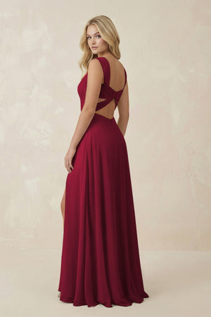 Sweetheart A - Line Chiffon Long Bridesmaid Dress in Berry - KISS BRIDAL Bridesmaid Dresses