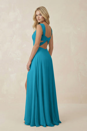 Sweetheart A - Line Chiffon Long Bridesmaid Dress in Blue Jay - KISS BRIDAL Bridesmaid Dresses