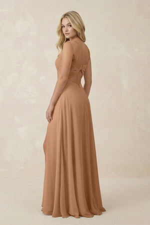 Sweetheart A - Line Chiffon Long Bridesmaid Dress in Bronzer - KISS BRIDAL Bridesmaid Dresses