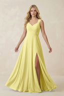 Sweetheart A - Line Chiffon Long Bridesmaid Dress in Buttercup - KISS BRIDAL Bridesmaid Dresses