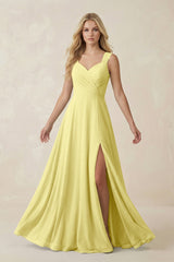 Sweetheart A - Line Chiffon Long Bridesmaid Dress in Buttercup - KISS BRIDAL Bridesmaid Dresses