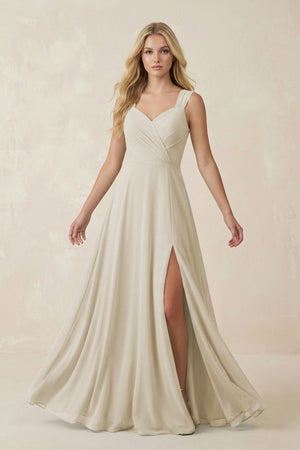 Sweetheart A - Line Chiffon Long Bridesmaid Dress in Dove Gray - SHE IS ME Bridesmaid Dresses