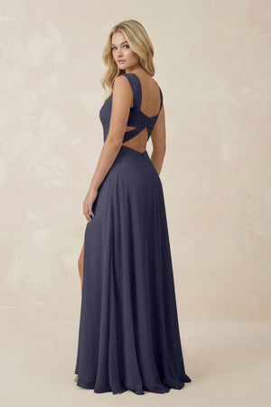 Sweetheart A - Line Chiffon Long Bridesmaid Dress in Dusk Blue - KISS BRIDAL Bridesmaid Dresses