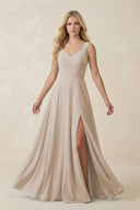 Sweetheart A - Line Chiffon Long Bridesmaid Dress in Frost - SHE IS ME Bridesmaid Dresses