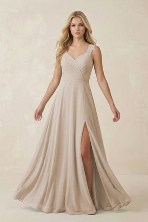 Sweetheart A - Line Chiffon Long Bridesmaid Dress in Frost - SHE IS ME Bridesmaid Dresses