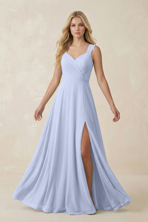 Sweetheart A - Line Chiffon Long Bridesmaid Dress in Ice - SHE IS ME Bridesmaid Dresses