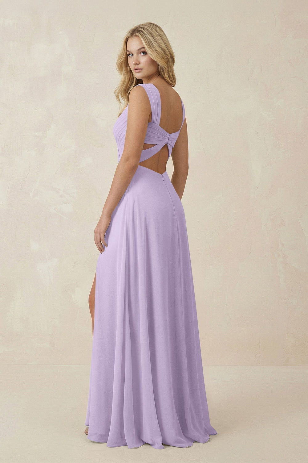 Sweetheart A - Line Chiffon Long Bridesmaid Dress in Lavender - KISS BRIDAL Bridesmaid Dresses