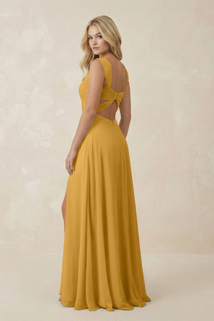 Sweetheart A - Line Chiffon Long Bridesmaid Dress in Marigold - KISS BRIDAL Bridesmaid Dresses