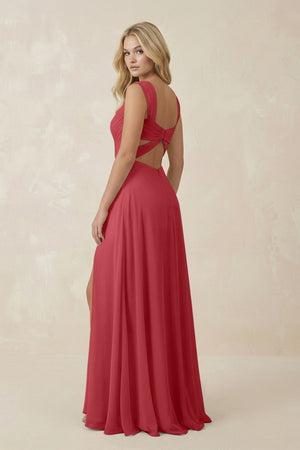 Sweetheart A - Line Chiffon Long Bridesmaid Dress in Merlot - KISS BRIDAL Bridesmaid Dresses
