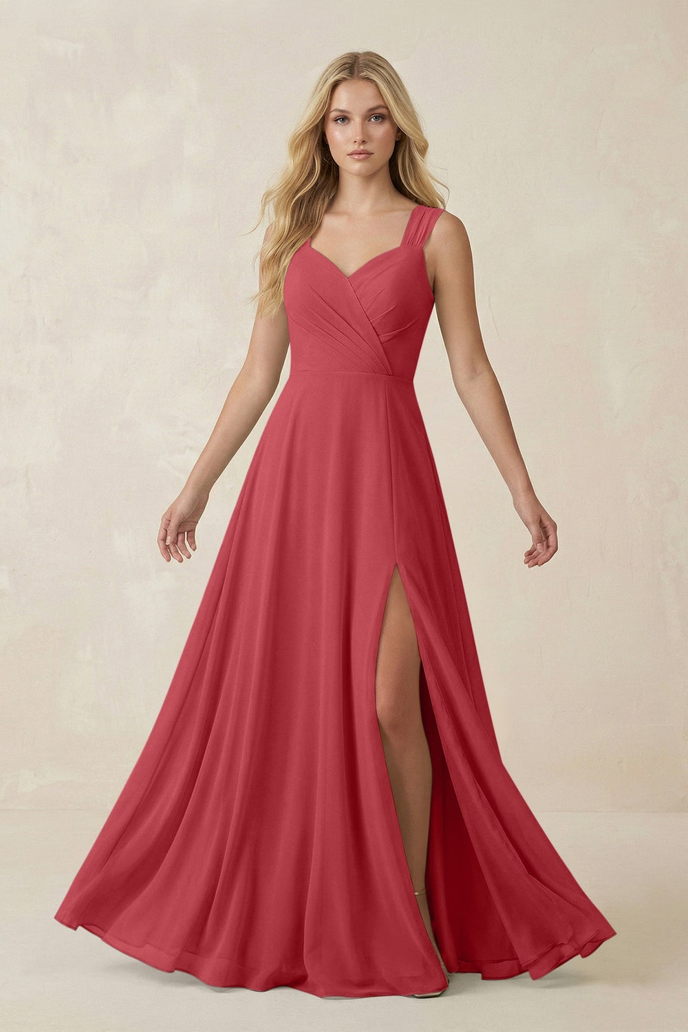 Sweetheart A - Line Chiffon Long Bridesmaid Dress in Merlot - KISS BRIDAL Bridesmaid Dresses