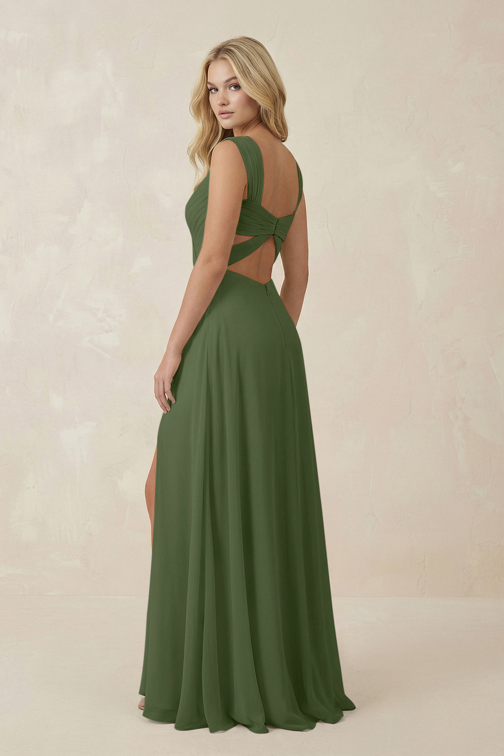 Sweetheart A-Line Chiffon Long Bridesmaid Dress in Moss