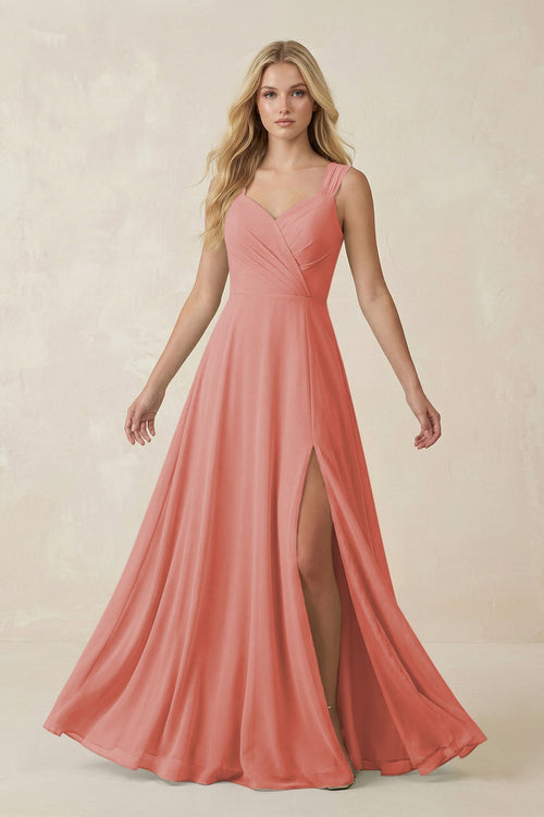 Sweetheart A - Line Chiffon Long Bridesmaid Dress in Mulberry - KISS BRIDAL Bridesmaid Dresses