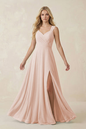 Sweetheart A - Line Chiffon Long Bridesmaid Dress in Pale Blush - KISS BRIDAL Bridesmaid Dresses