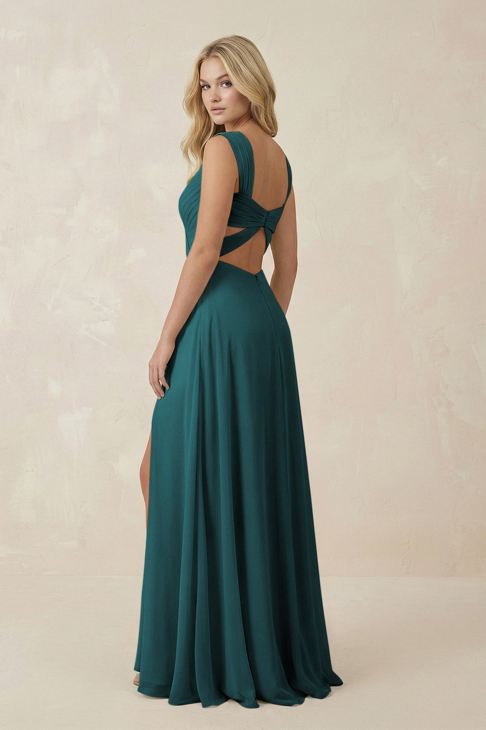 Sweetheart A - Line Chiffon Long Bridesmaid Dress in Pine - KISS BRIDAL Bridesmaid Dresses