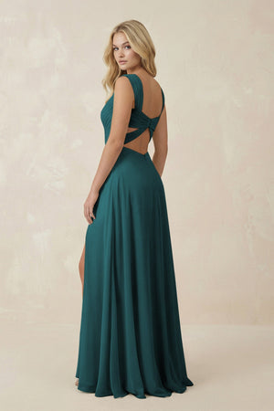 Sweetheart A - Line Chiffon Long Bridesmaid Dress in Pine - SHE IS ME Bridesmaid Dresses